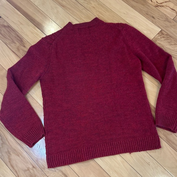 Topman Rich Red Cable Knit Wool Blend Men’s Crewneck Sweater - Picture 6 of 9